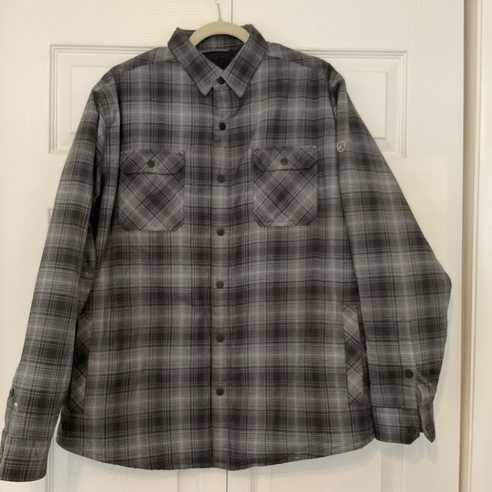KUHL Men's XL Joyrydr Shirt Jacket Shacket Sherpa Lined Plaid Snap Outdoor LN